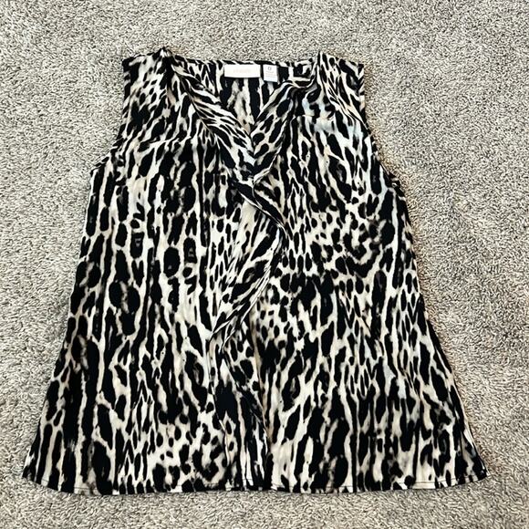 Chico's Tops - Womens Chico's Silky Animal Print Ruffles Stylish sleeveless 0 (small 4) Leopard